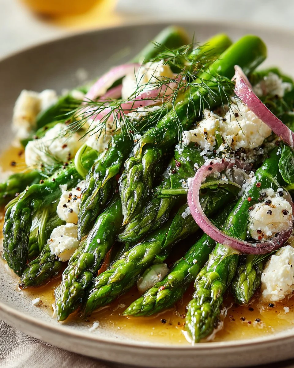 Fresh Spring Asparagus and Feta Salad with vibrant vegetables
