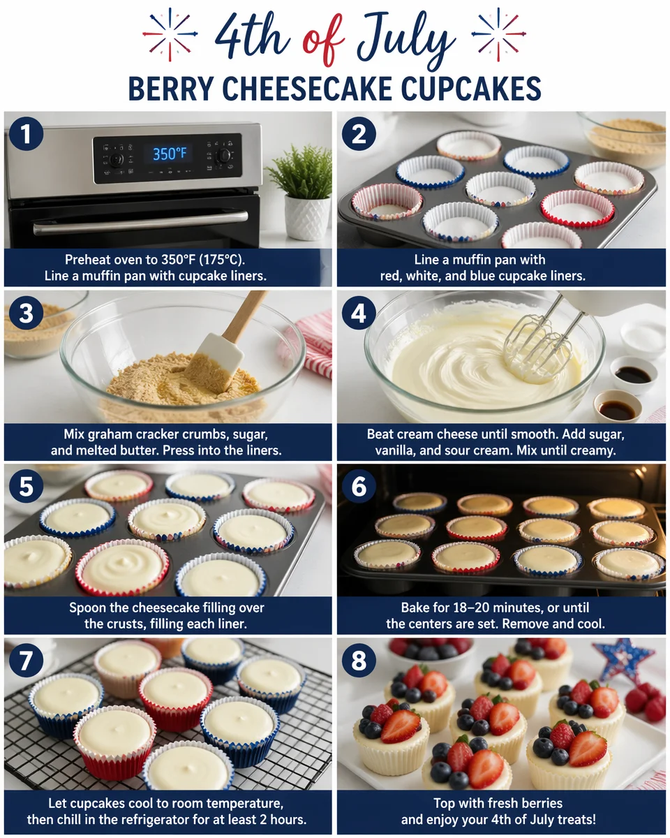 4th of July Berry Cheesecake Cupcakes