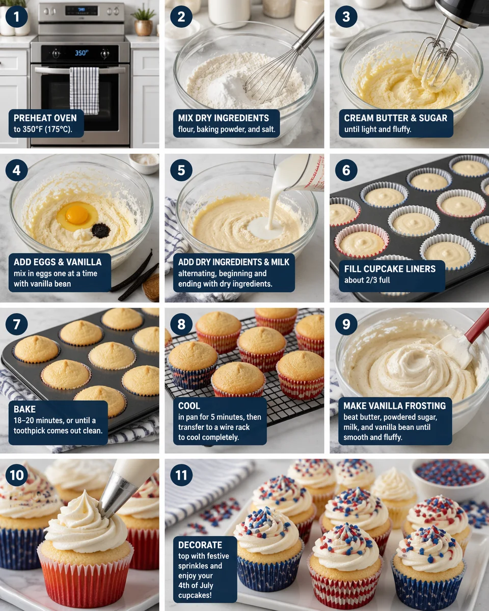 4th of July Vanilla Bean Patriotic Cupcakes