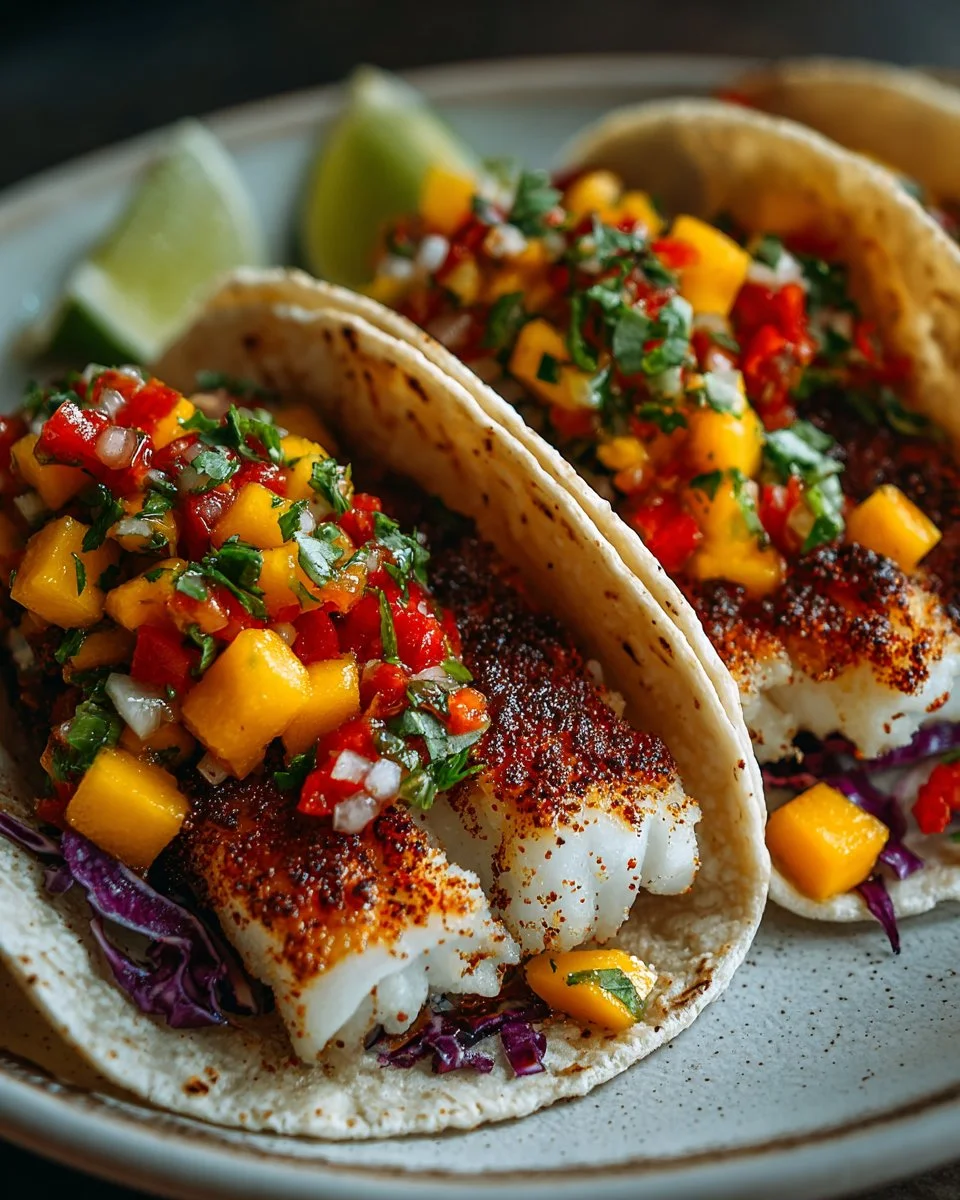 Baja Fish Tacos with Mango Salsa