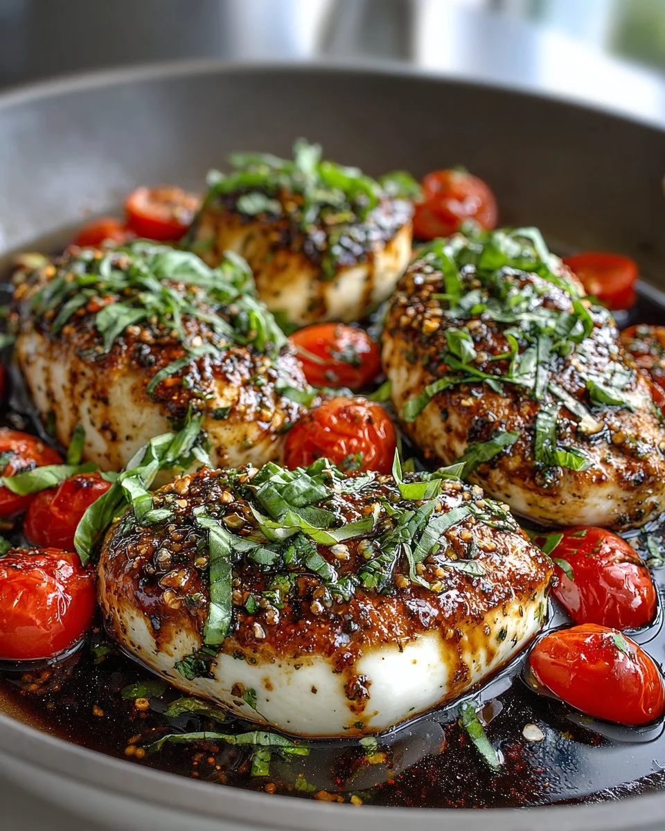 Balsamic Glazed Caprese Chicken Skillet