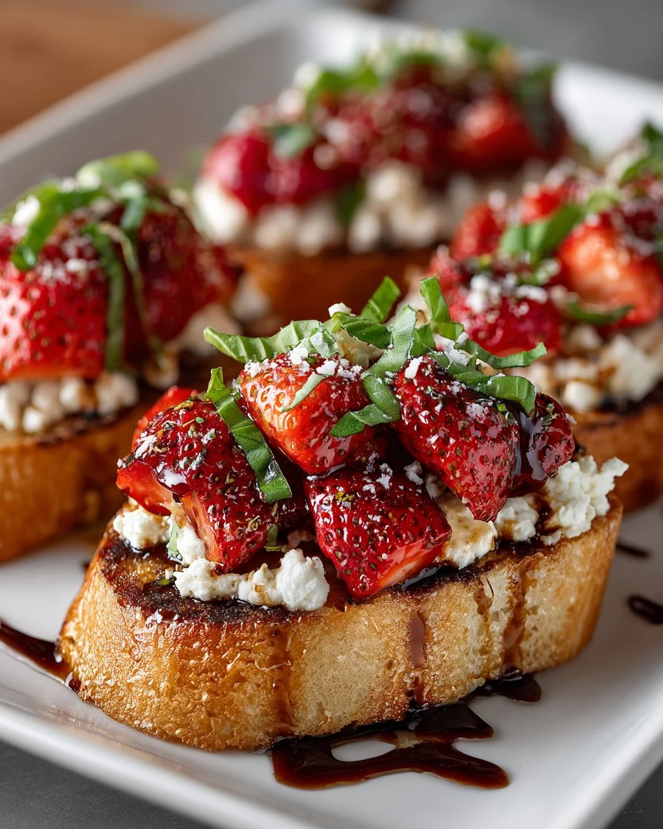Balsamic Roasted Strawberry Crostini