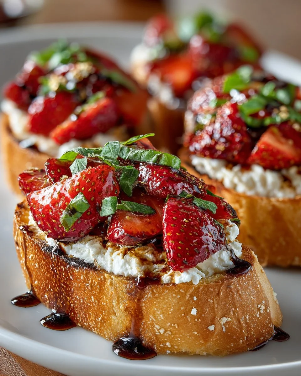 Balsamic Roasted Strawberry Crostini