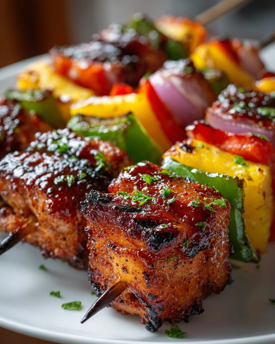 BBQ Chicken Hawaiian Skewers