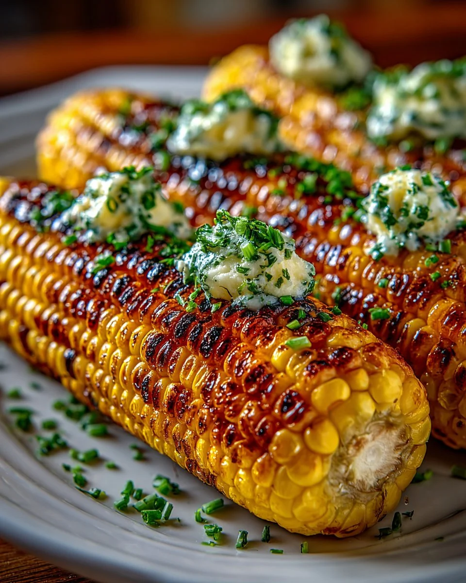 Charred Sweet Corn on the Cob with Herb Butter