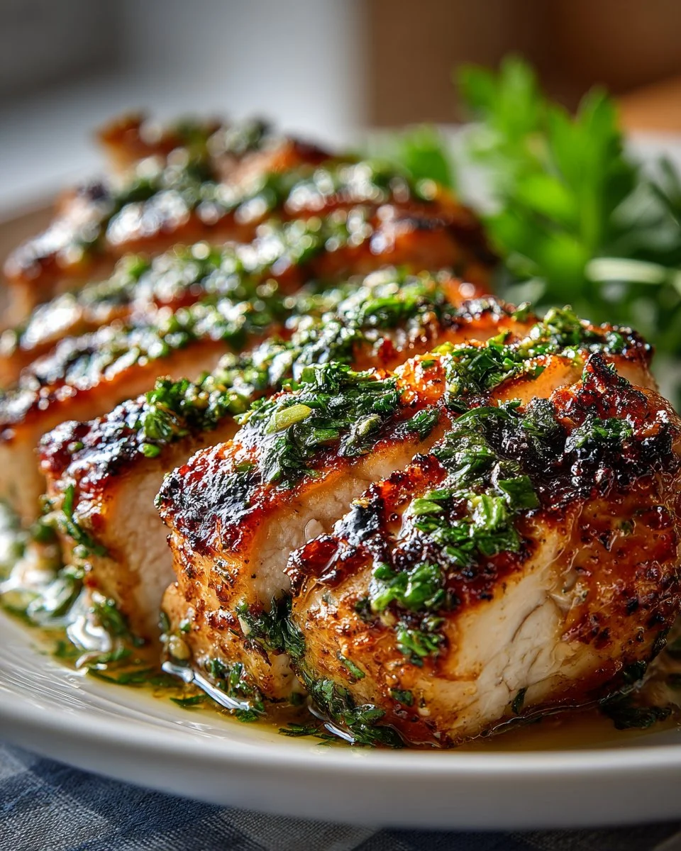 Cilantro lime grilled turkey breast garnished with fresh herbs