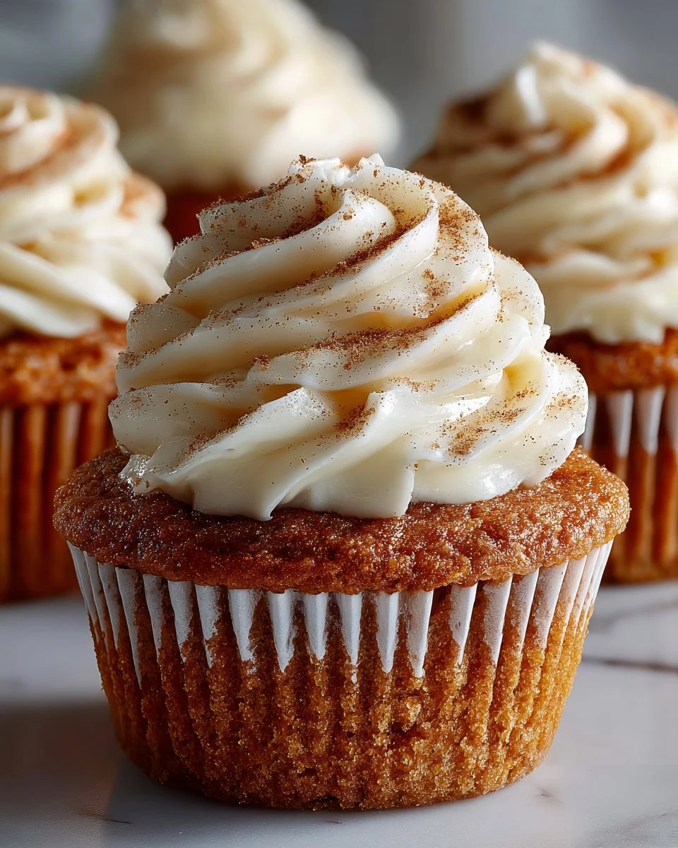 Cinnamon Horchata Cupcakes topped with creamy frosting and cinnamon sprinkles