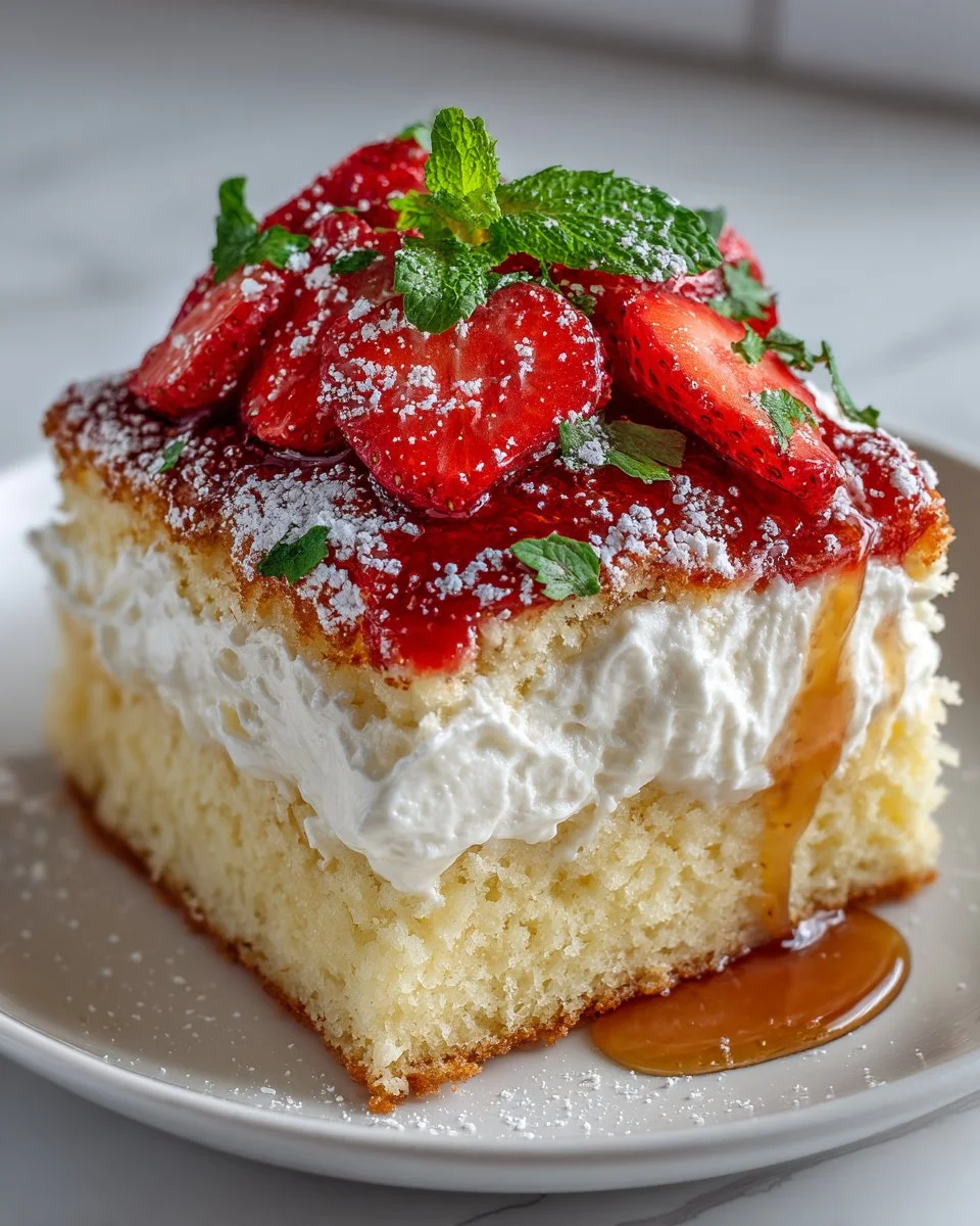 Classic Tres Leches Cake with Fresh Strawberries