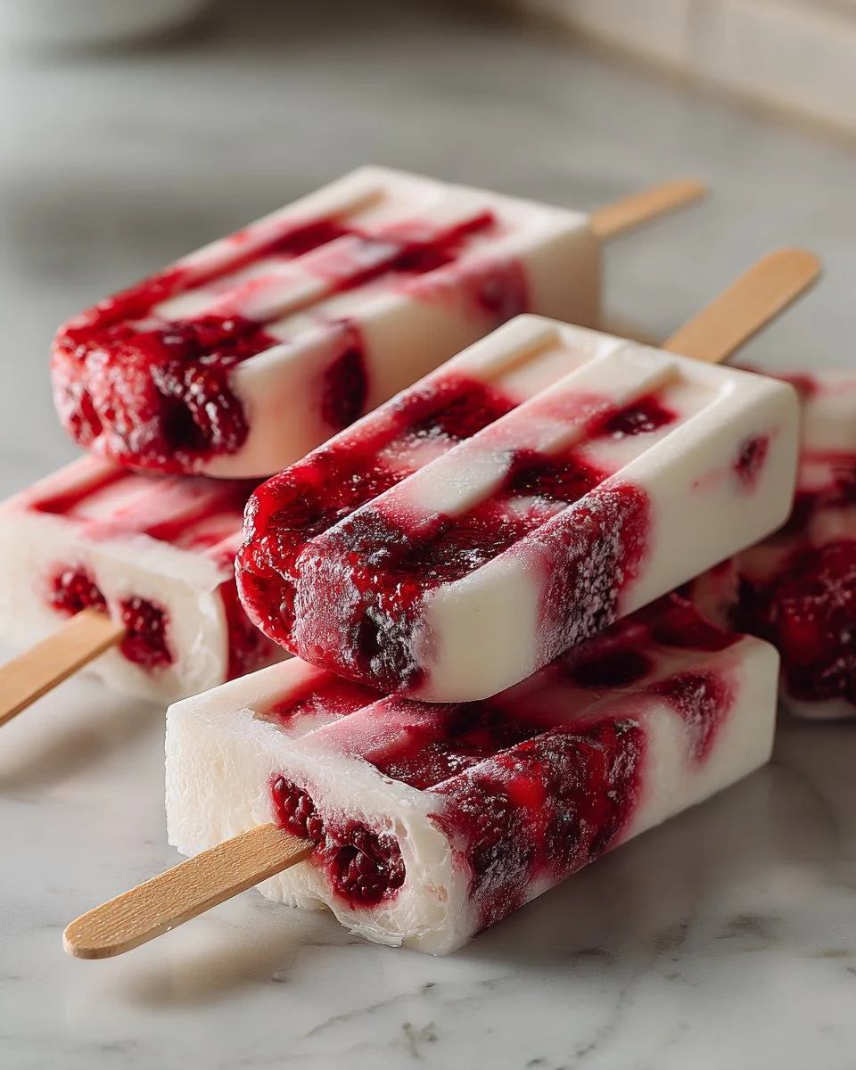 Coconut Milk and Raspberry Popsicles