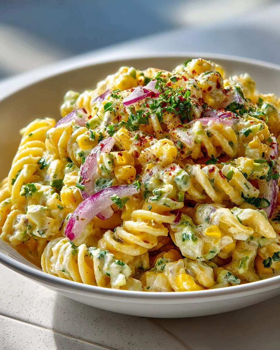 Creamy Avocado and Corn Pasta Salad