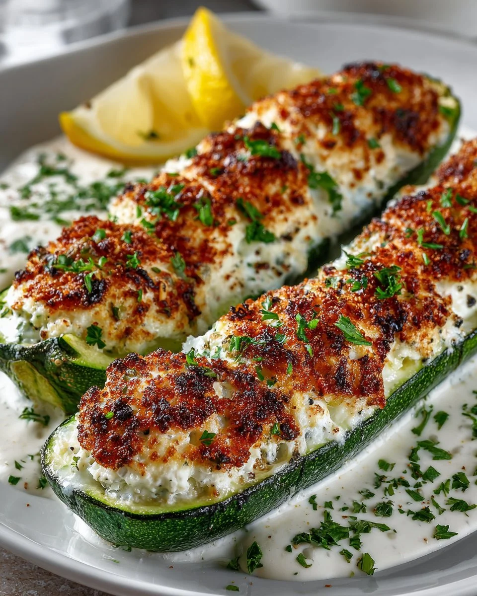 Creamy Lemon Parmesan Zucchini Boats