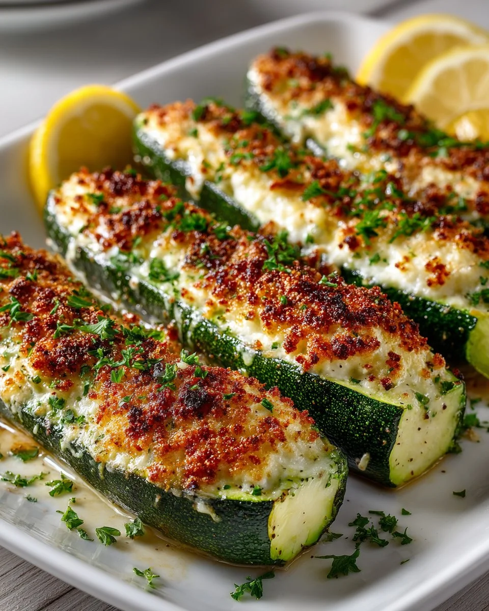 Creamy Lemon Parmesan Zucchini Boats