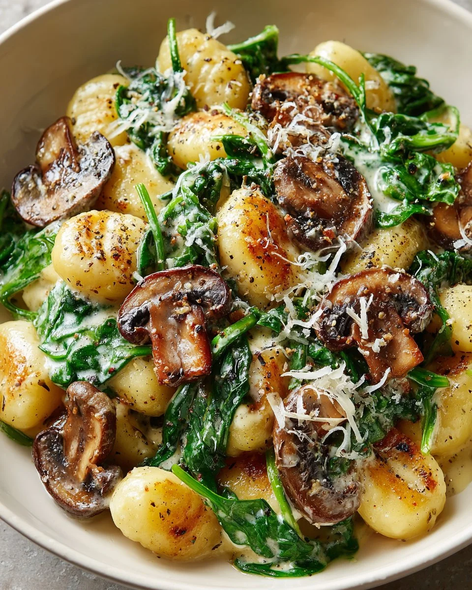 Creamy Mushroom and Spinach Gnocchi