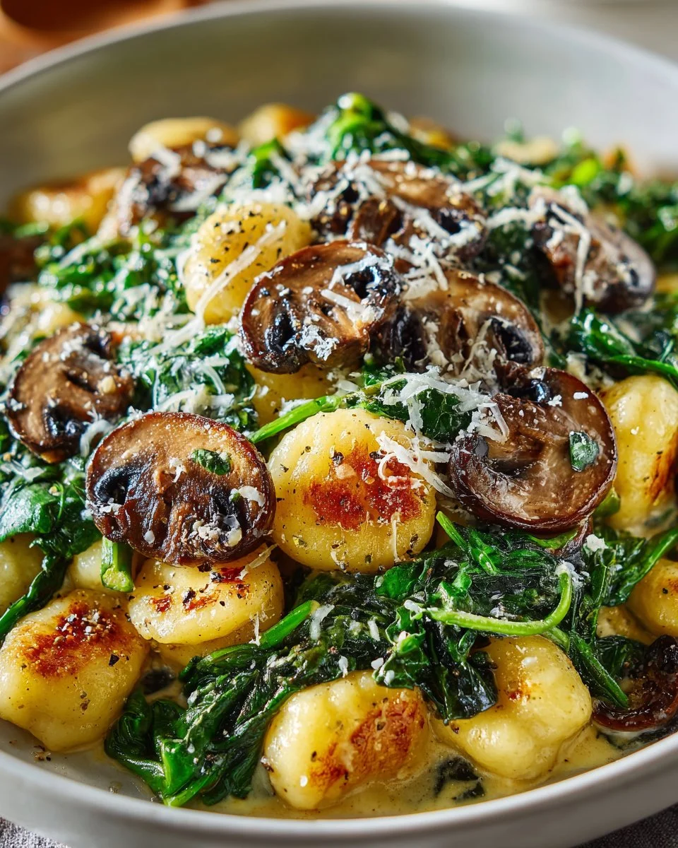 Creamy Mushroom and Spinach Gnocchi