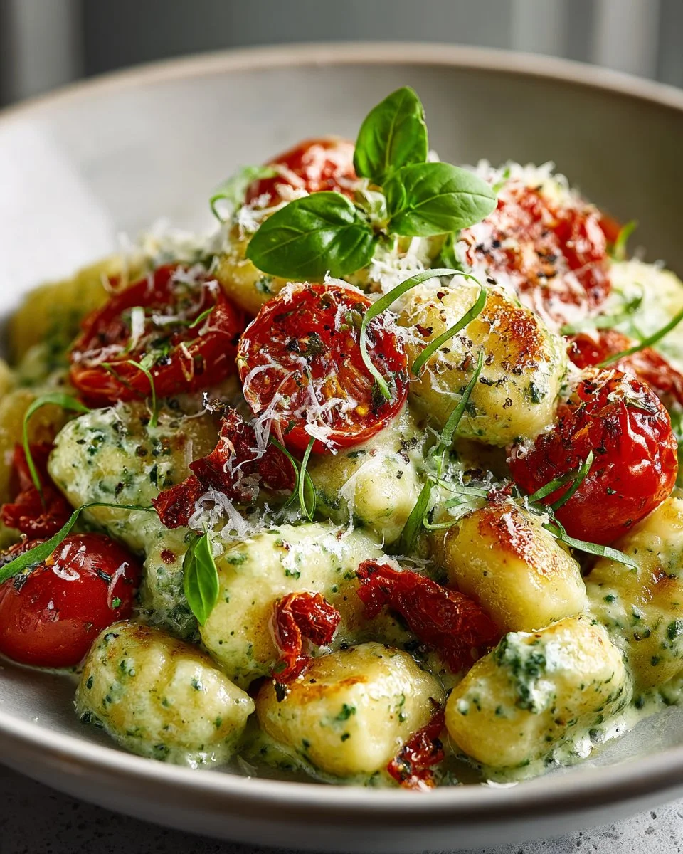 Creamy Pesto Gnocchi with Cherry Tomatoes