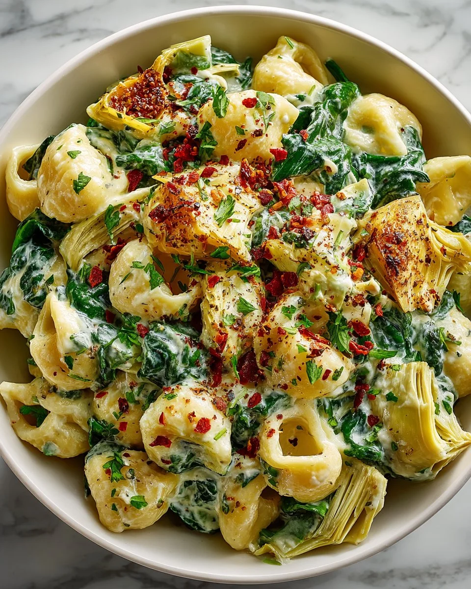 Creamy Spinach and Artichoke Pasta Salad
