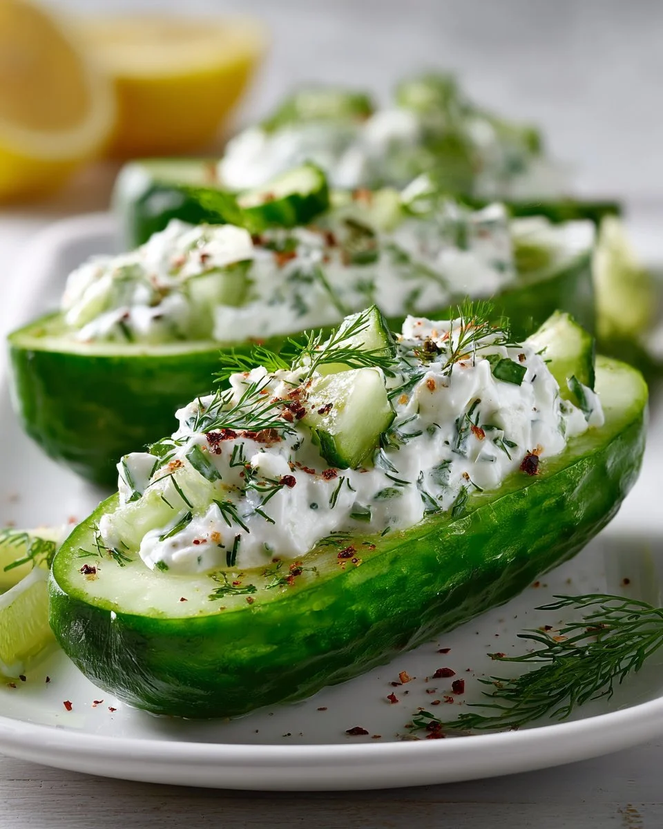 Creamy Tzatziki Cucumber Boats