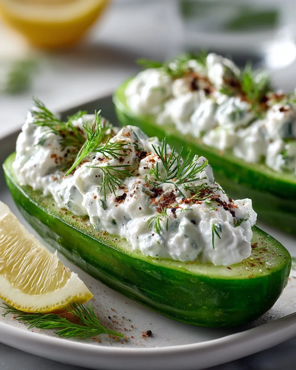 Creamy Tzatziki Cucumber Boats