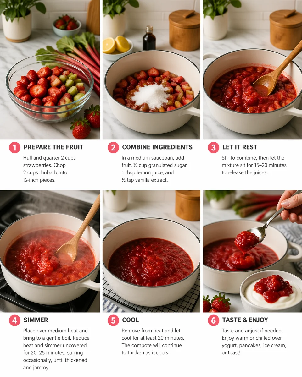Easy Strawberry Rhubarb Compote Dessert