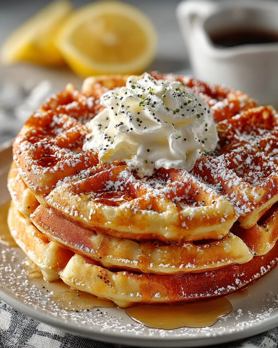 Fluffy Lemon Poppy Seed Waffles