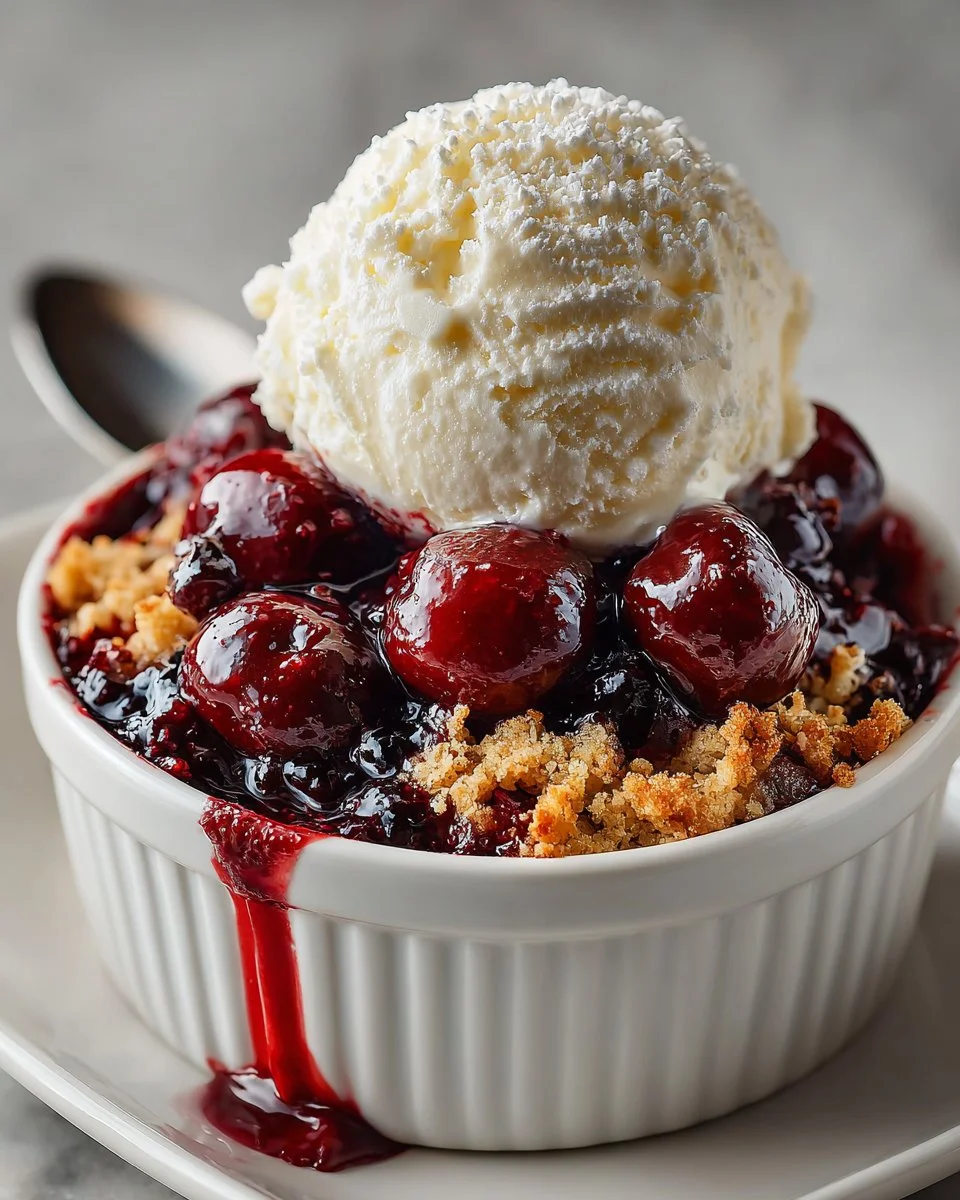 Fresh Cherry and Almond Crumble