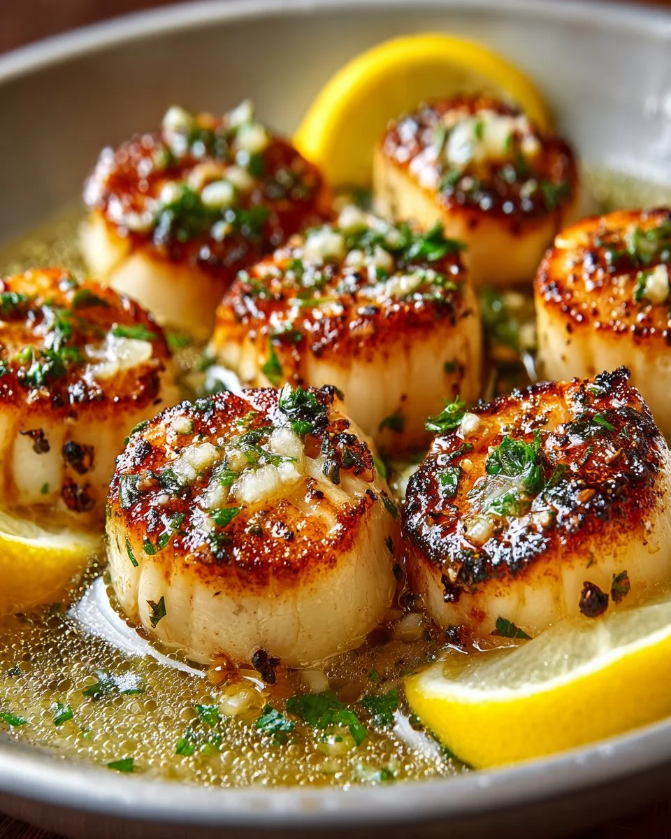 Garlic Butter Pan Seared Scallops