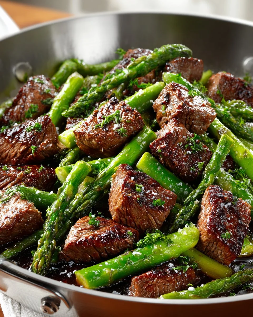 Garlic Butter Steak Bites with Asparagus