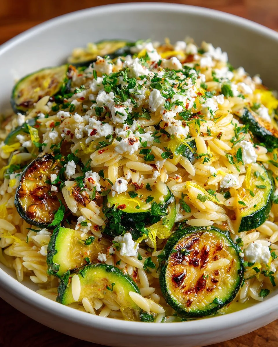 Greek Lemon Orzo with Roasted Zucchini