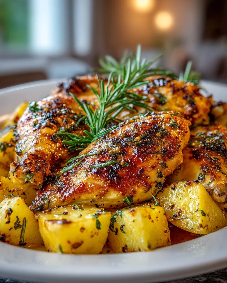 Greek Lemon Rosemary Roasted Chicken and Potatoes