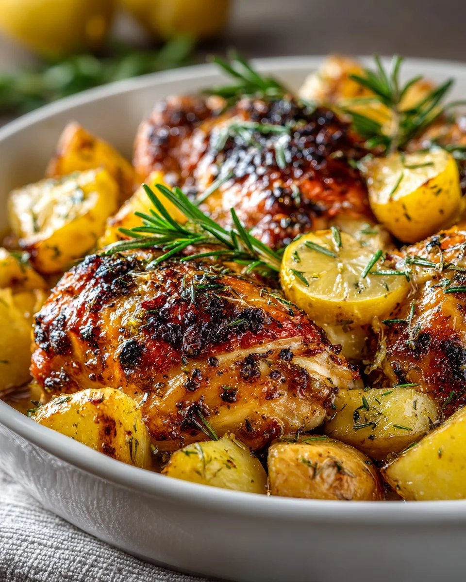 Greek Lemon Rosemary Roasted Chicken and Potatoes