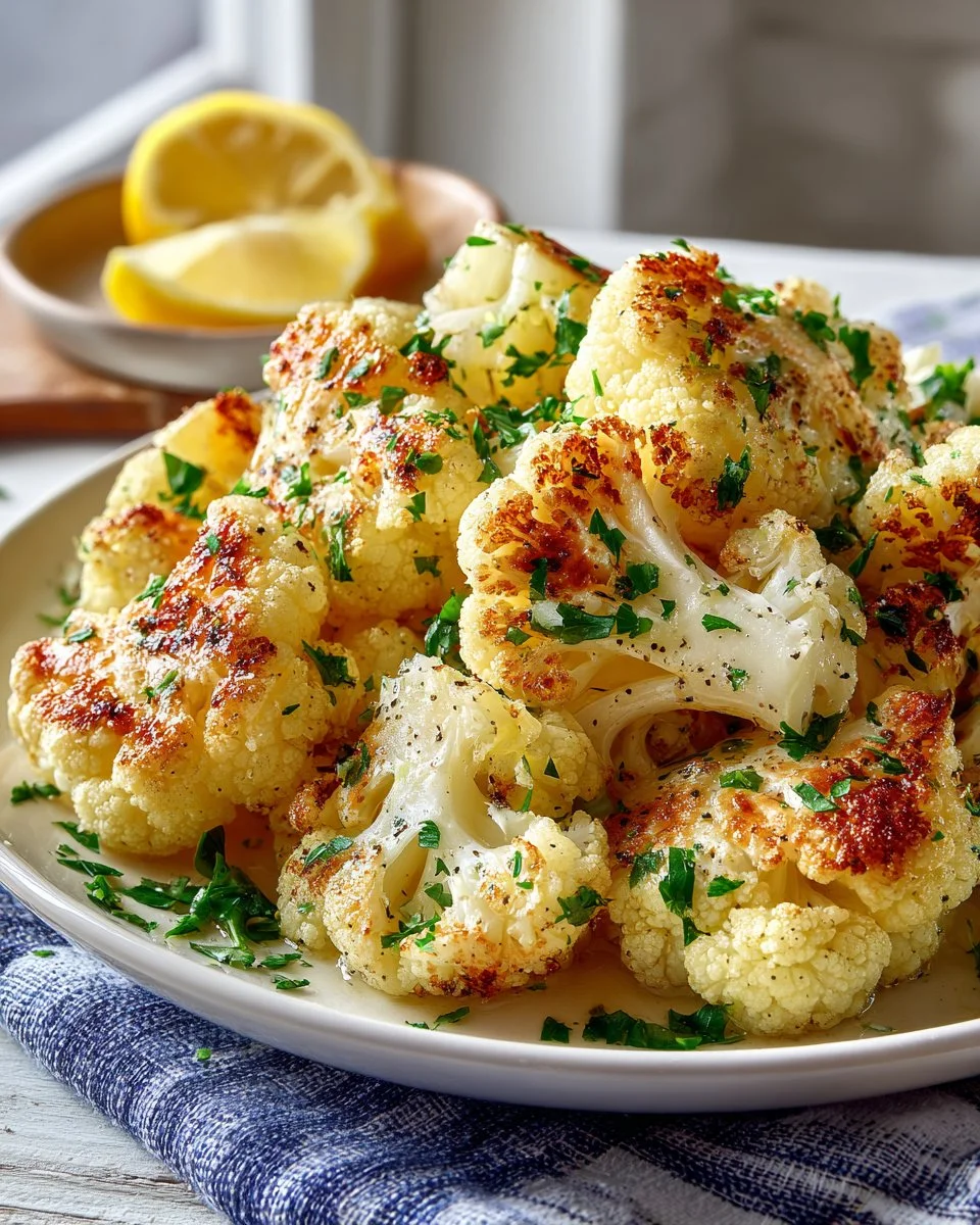 Greek Roasted Cauliflower with Lemon and Garlic