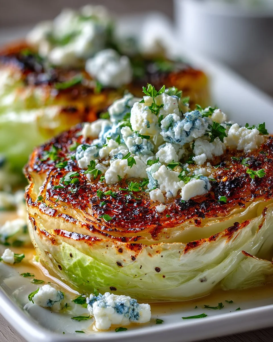Greek Style Roasted Cabbage Steaks with Feta