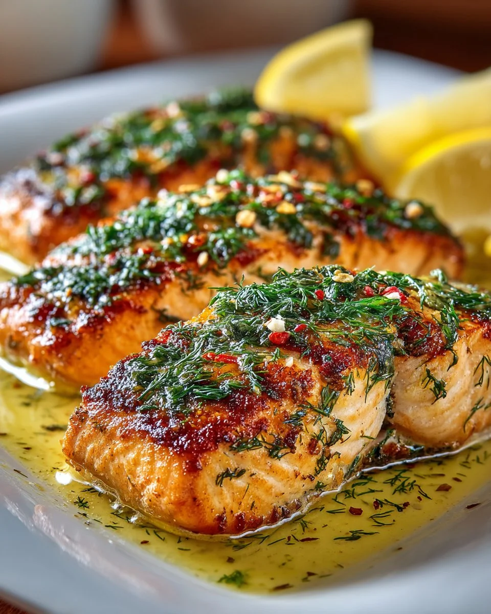 Grilled Lemon Dill Halal Salmon Fillets