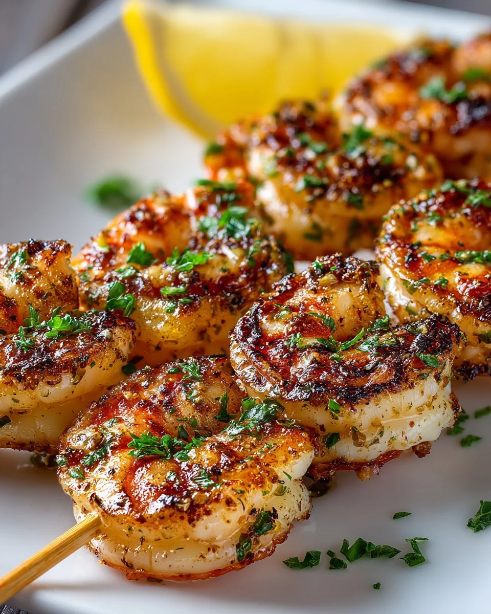 Grilled Lemon Garlic Shrimp Skewers