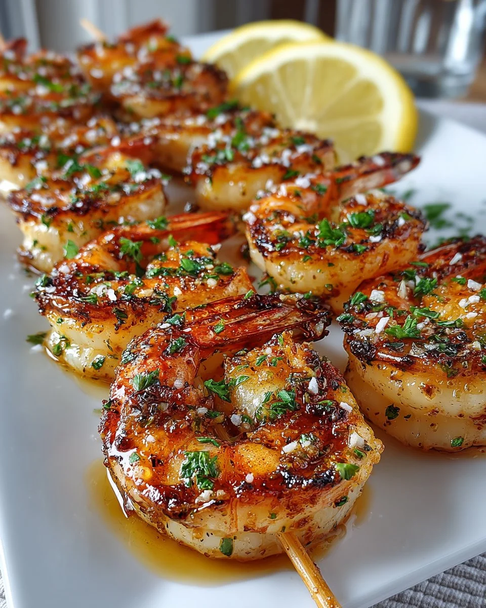 Grilled Lemon Garlic Shrimp Skewers