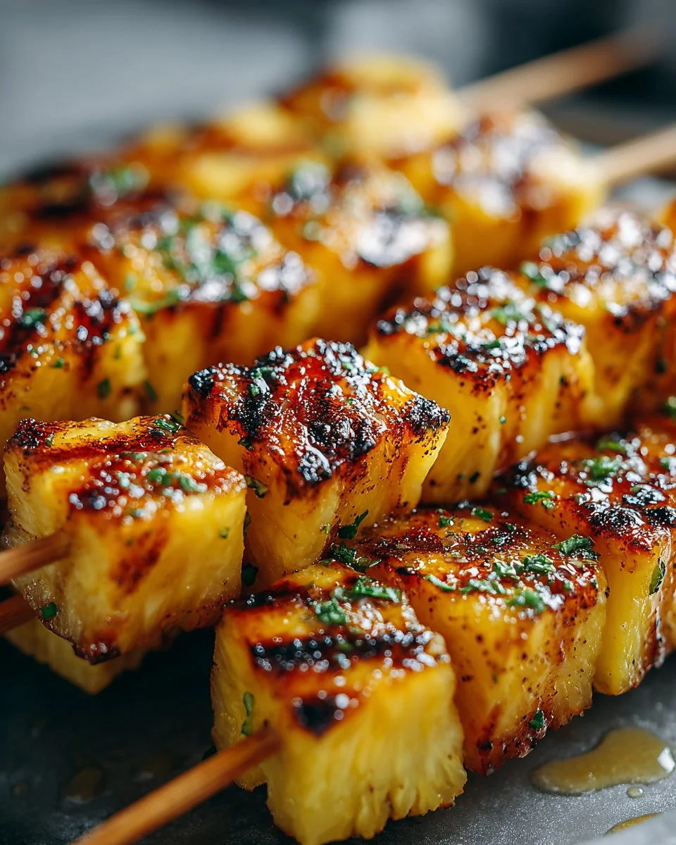 Grilled Pineapple Skewers with Honey