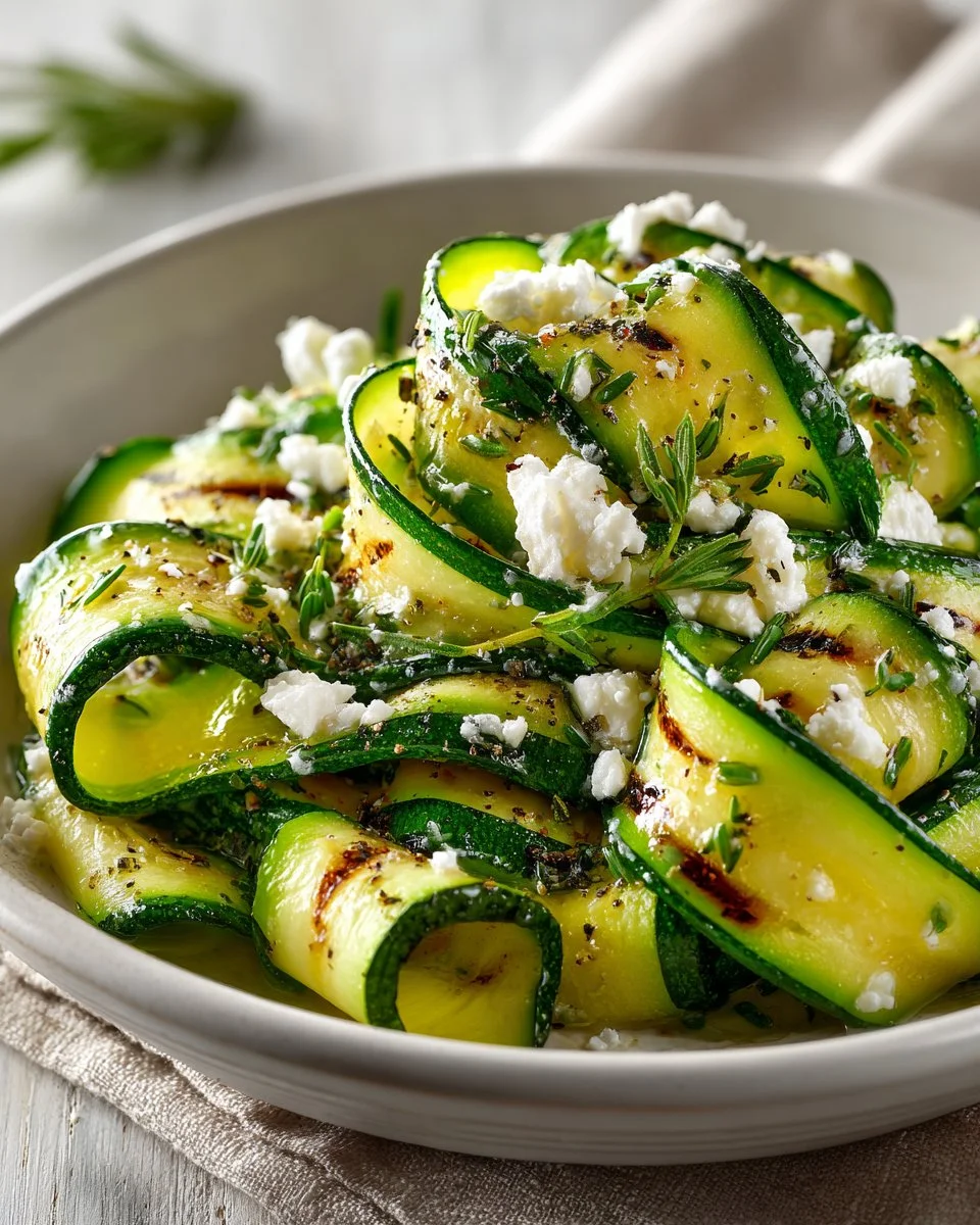 Grilled Zucchini Ribbons with Feta