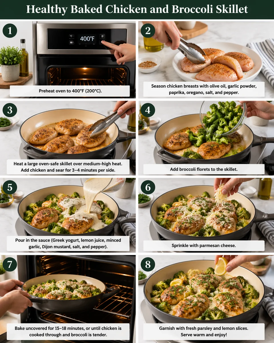 Healthy Baked Chicken and Broccoli Skillet