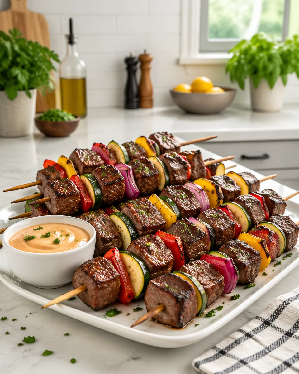 Healthy Grilled Beef and Vegetable Skewers