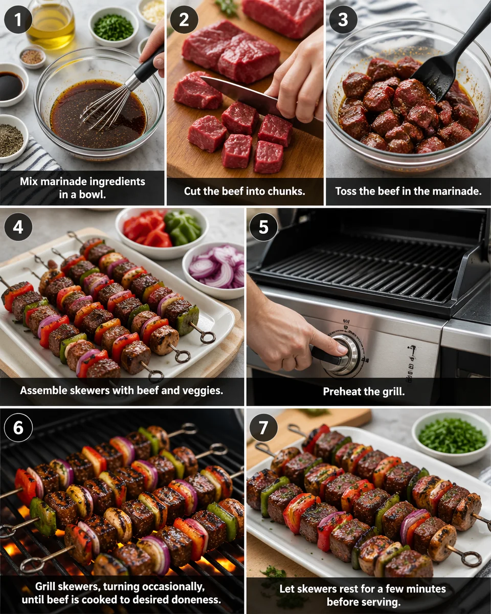 Healthy Grilled Beef and Vegetable Skewers