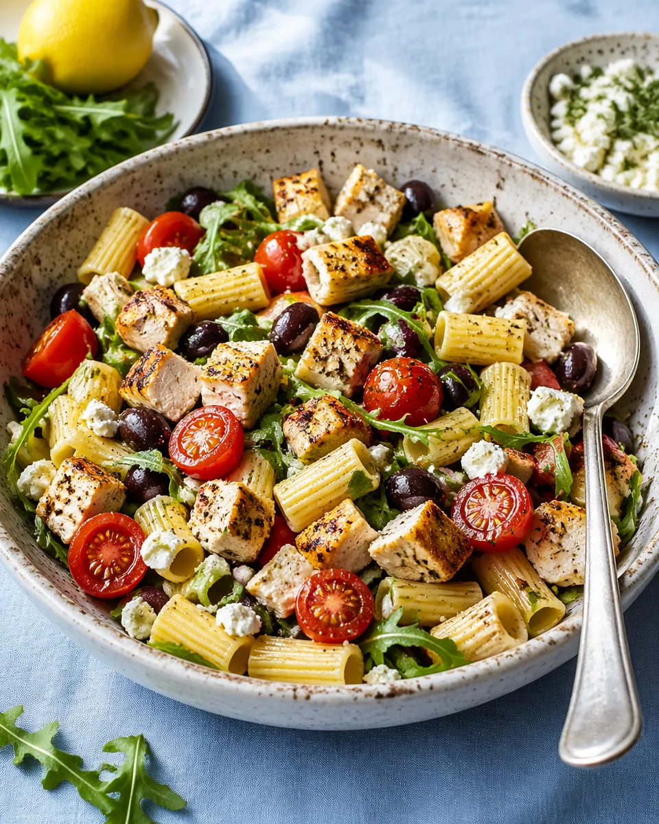 Healthy Mediterranean Chicken Pasta Salad