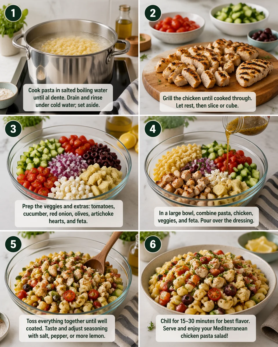 Healthy Mediterranean Chicken Pasta Salad
