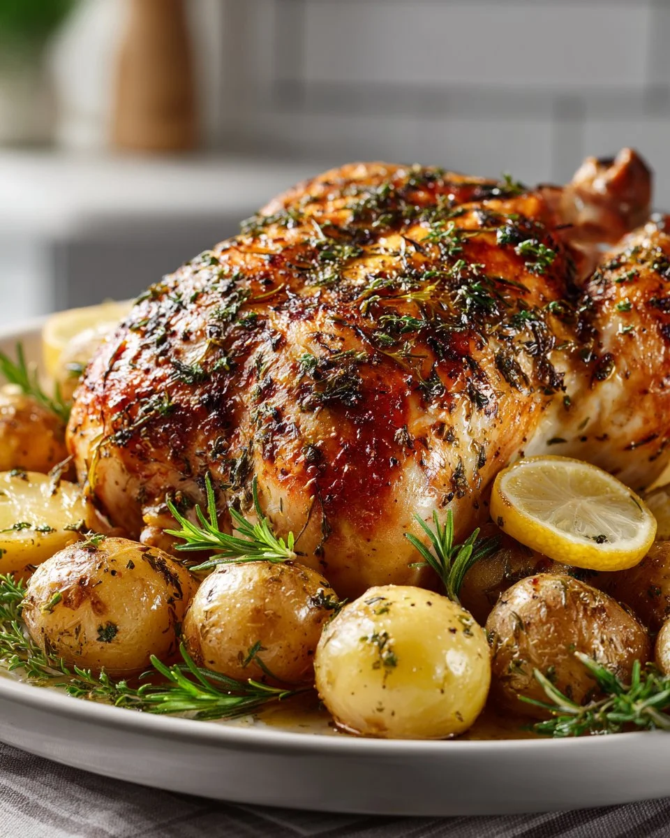 Herb Roasted Spring Chicken with Baby Potatoes