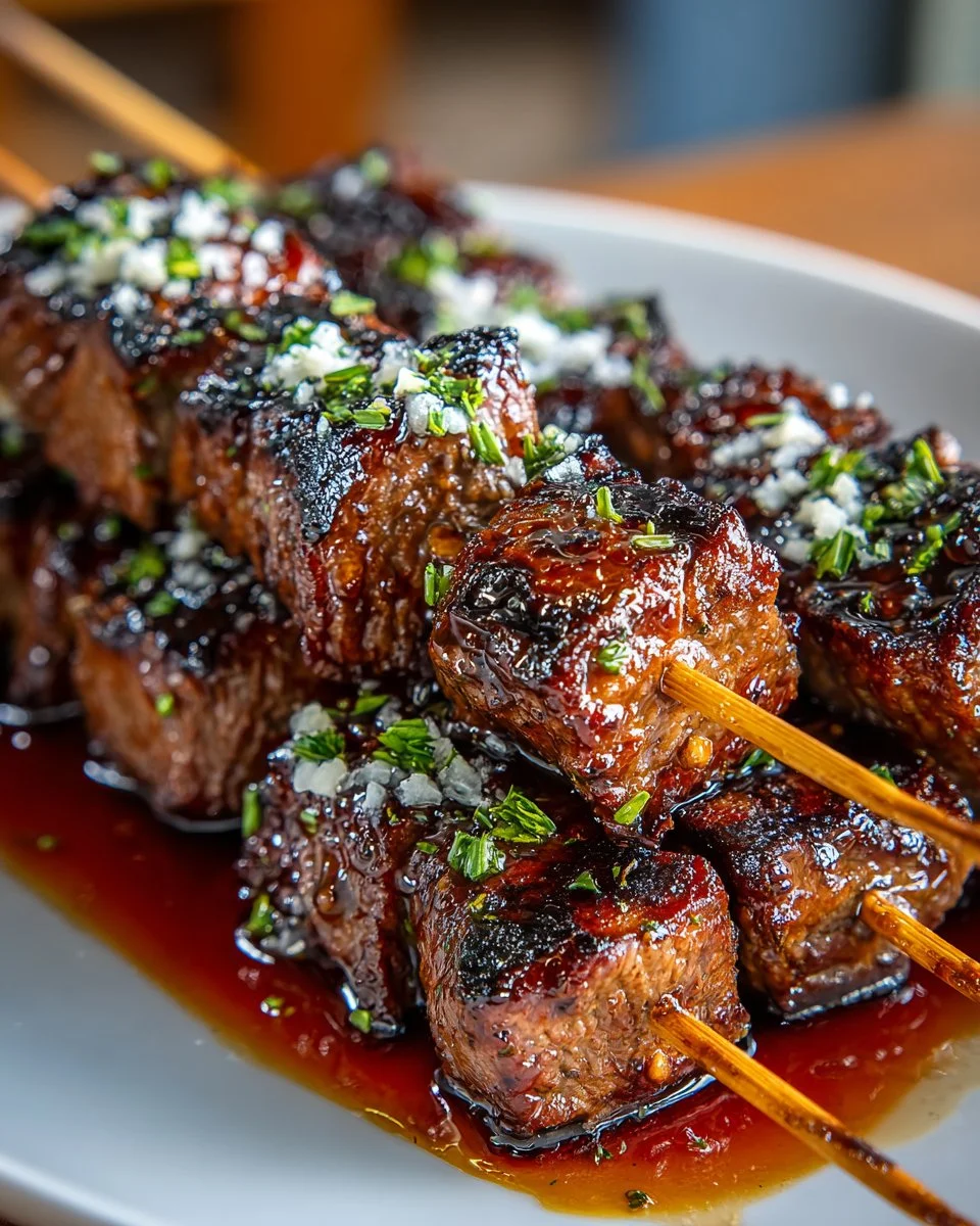 Honey Garlic Glazed Halal Beef Skewers