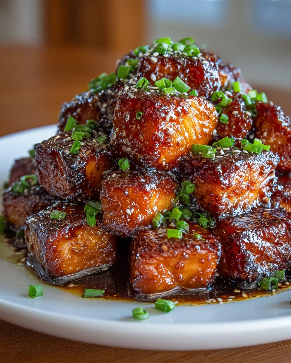 Honey Garlic Glazed Salmon Bites