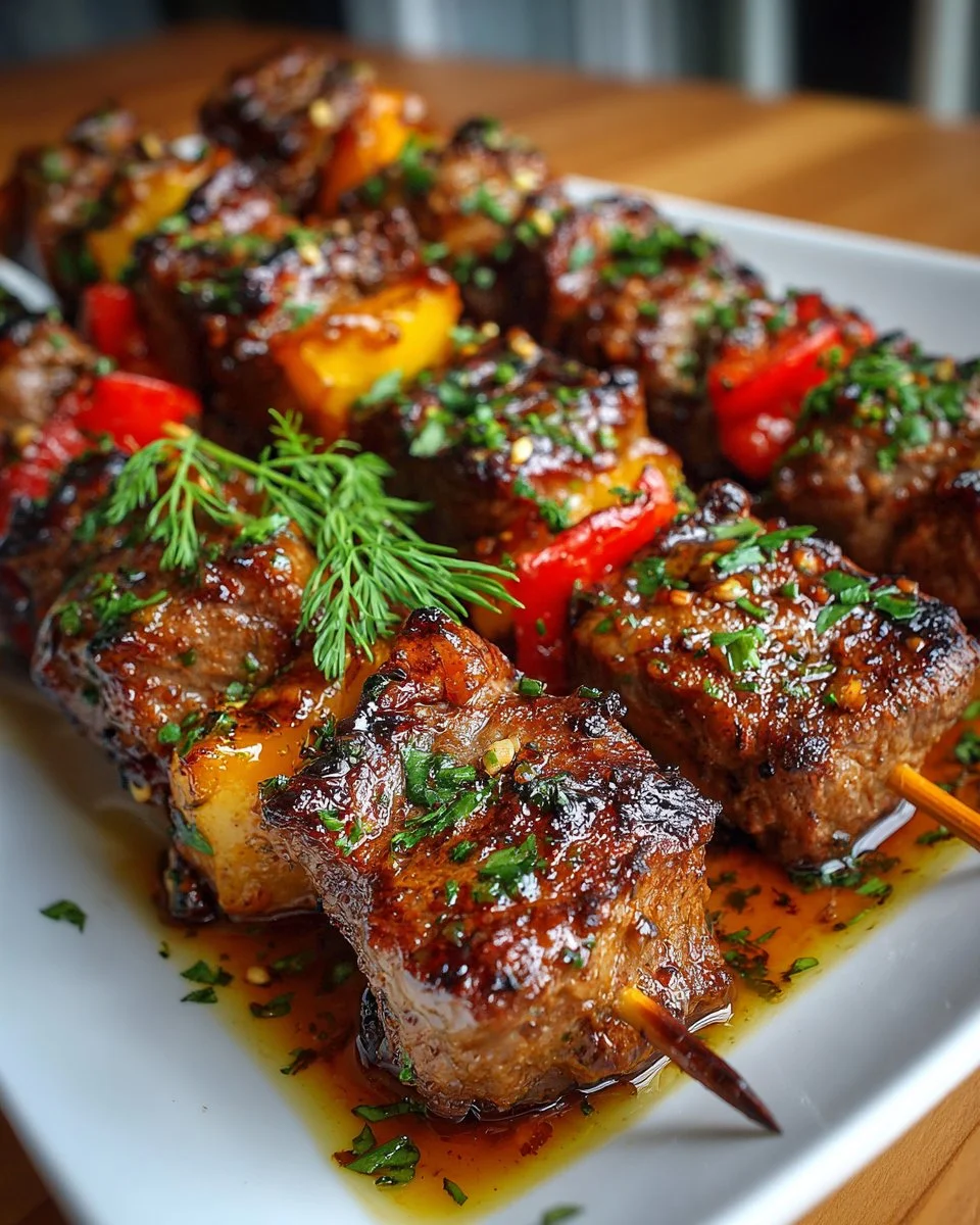 Honey Mustard Glazed Halal Beef Kabobs
