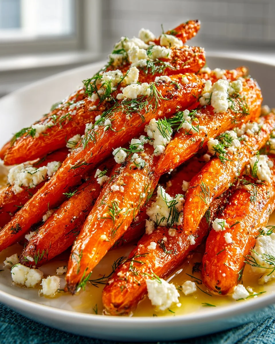 Lemon Dill Roasted Carrots with Feta Crumble