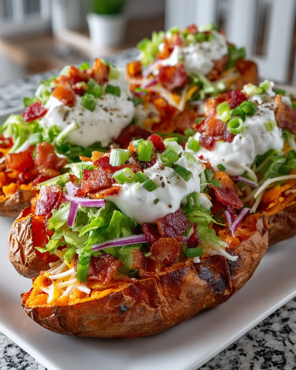 Loaded Sweet Potato Skins with Turkey Bacon