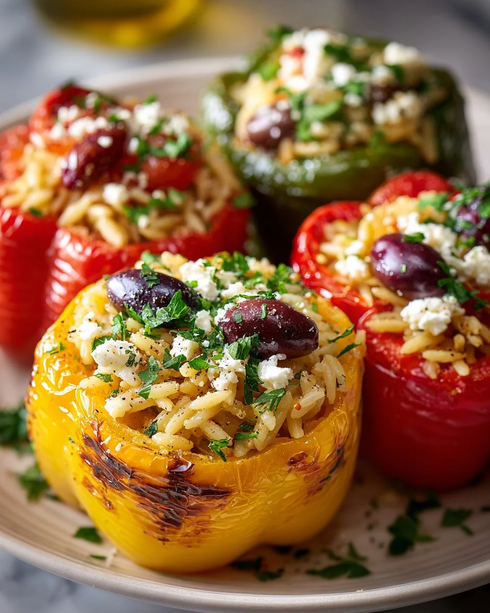 Mediterranean Orzo Stuffed Bell Peppers
