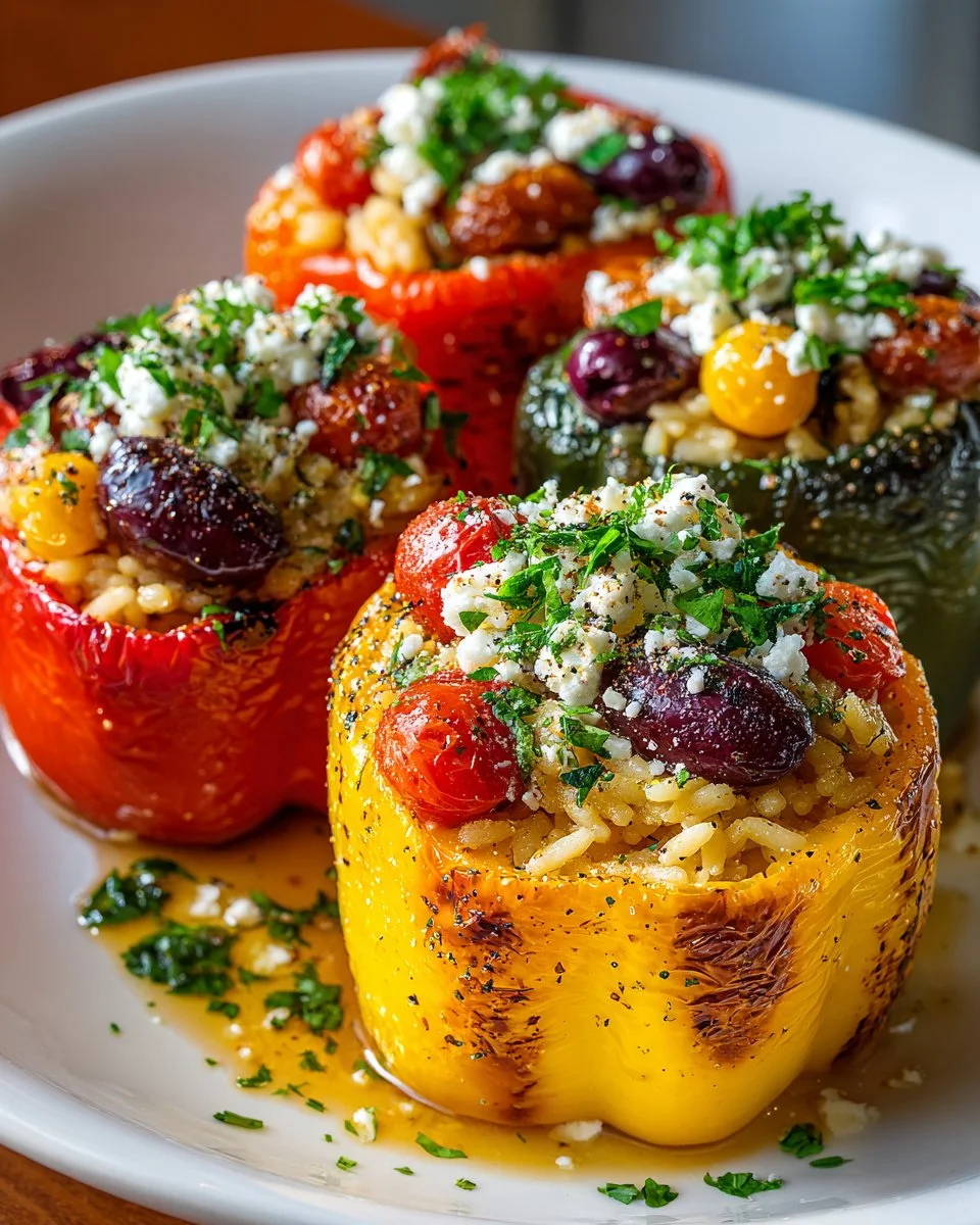 Mediterranean Orzo Stuffed Bell Peppers